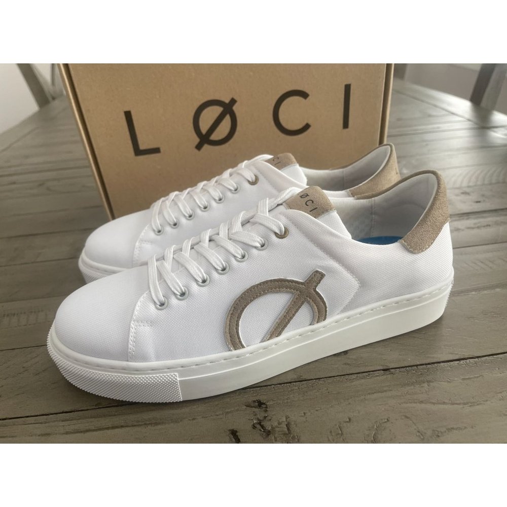 Women's White and Tan Sneakers